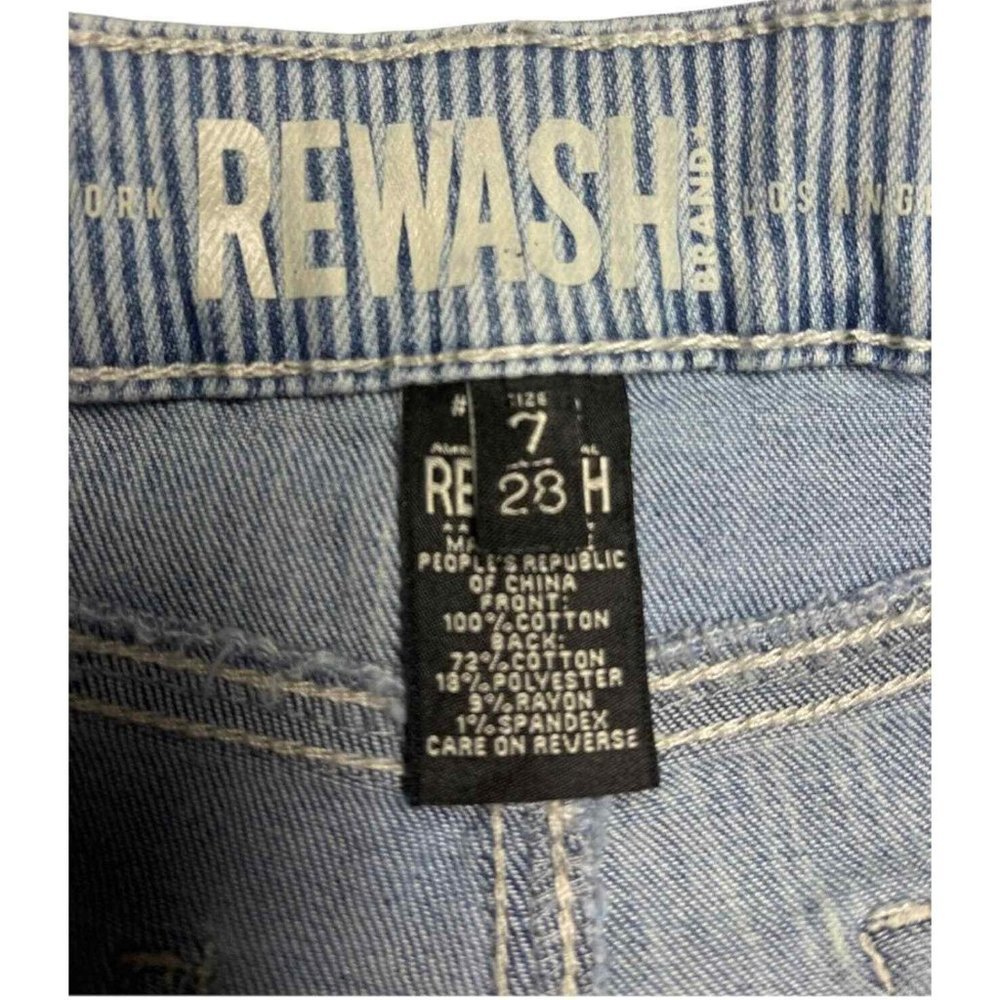 Rewash Two Tone Pin Striped High Rise Distressed Jean Shorts Size 7/28 NWOT - Picture 9 of 11